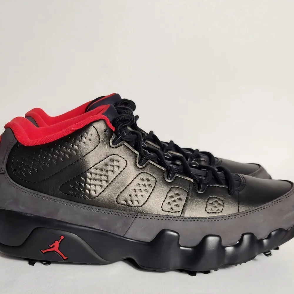 Nike Air Jordan 9 Golf Retro Black Charcoal True Red Mens FJ5934-002 Size 7.5